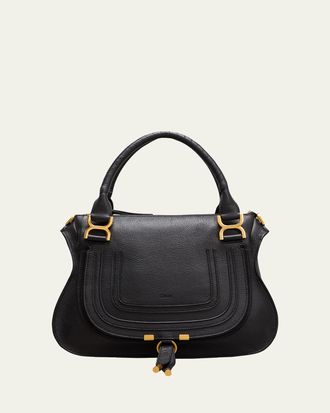 Chlo&eacute; Marcie Medium Double Carry Satchel Bag in Grained Leather