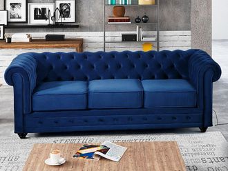 Vente-Unique Divano CHESTERFIELD 3 posti in velluto Blu notte