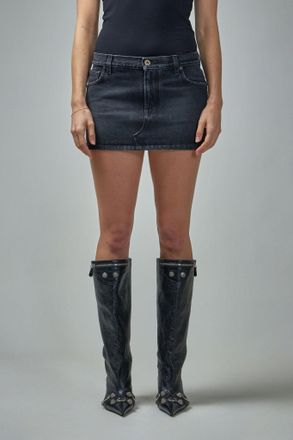 Jean Paul Gaultier Denim Mini Skirt with Leather Pocket