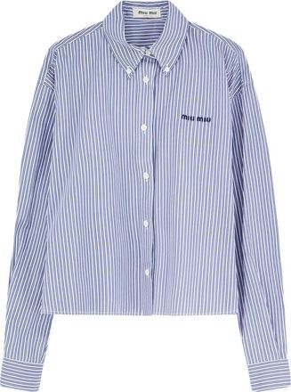 Miu Miu Gestreepte Katoenen Blouse - Dames - Overhemden - Veelkleurig - S - Katoen - Overhemden