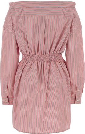 Miu Miu Womens Embroidered Poplin Shirt Dress Rosa Exterior: Cotton Abiti