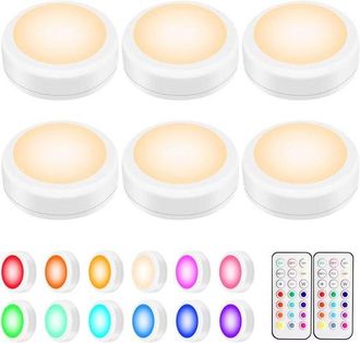 OEM 6 Luci Led Rgb A Disco Con Telecomando, 13 Colori, Dimmer, Timer, Luci Adesive Wireless Sottopensile