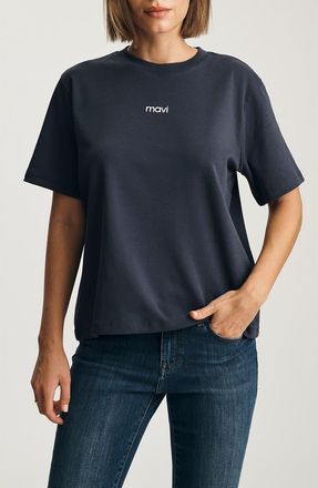 Mavi Logo Embroidered Crewneck T-Shirt in Parisian Night at Nordstrom, Size X-Small
