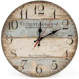 OEM Reloj De Pared De 30 Cm, Reloj De Pared Silencioso De Madera Vintage Para Sala De Estar, Cocina, Oficina Y Dormitorio (rayas) - Crezuo