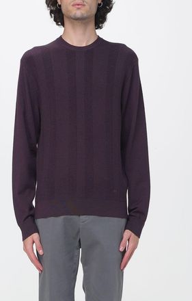 Manuel Ritz Maglia girocollo in misto lana merino con bordi a costine