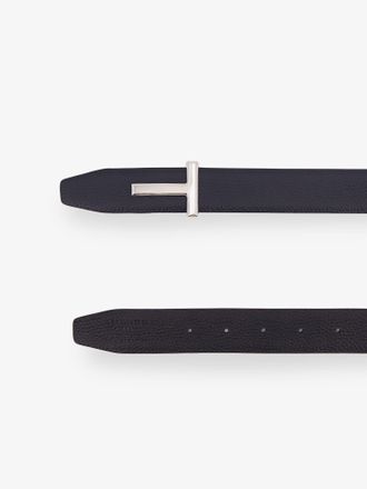 Tom Ford Mens Hammered Leather Belt Blue