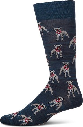 MeMoi American Bully Dog Crew Sock | Mens Novelty Socks Navy Blazer MMF 000012 One Size 10-13