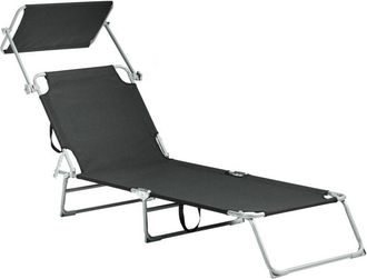 Beliani Beliani - Tumbona De Jard&iacute;n Reclinable Con Toldo De Metal Plegable Negro Foligno