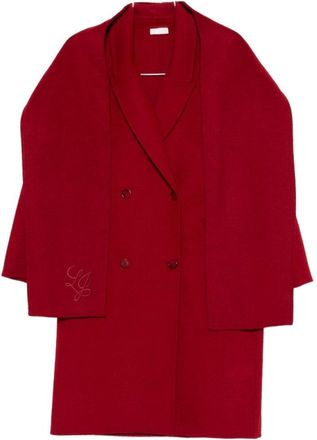 Liu Jo Double-Breasted Red Wool-Blend Coat