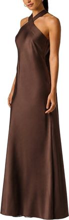 Adrianna Papell Stretch Satin Long Dress