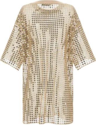 Fabiana Filippi Sequin-Embellished Mesh Dress - Champagne