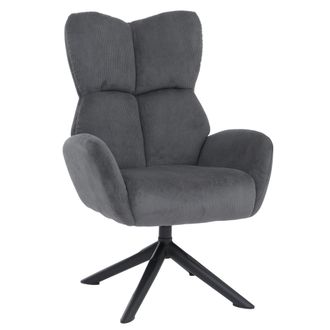 Hhg [nunca Usado] Sill&oacute;n Lounge Hhg-533, Sill&oacute;n De C&oacute;ctel/tapizado/relax, Sill&oacute;n Lounge Giratorio, Metal, Cord&oacute;n (320 G/m&sup2;), Gris Oscuro