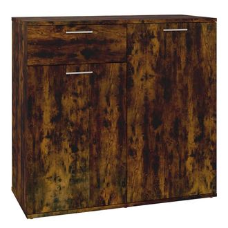 vidaXL Vidaxl - Aparador Madera Contrachapada Roble Ahumado 80x36x75 Cm