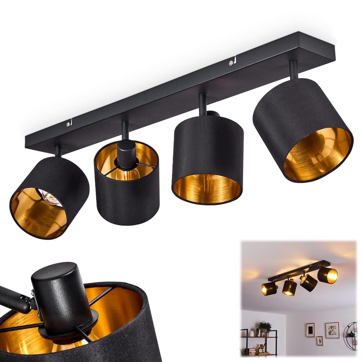 Deckenlampe Tina – 3-flammige Retro-Leuchte Aus Metall & Holz Mit Schwenkbaren Schirmen