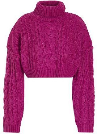 8 by YOOX HIGH-NECK CROPPED CABLE KNIT
