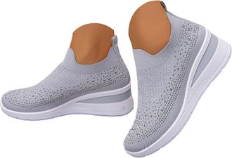 Generic Womens Slip on Sock Sneaker Glitter Rhinestone Jazz Latin Dance Mesh Shoes Fashion Walking Bling Sneakers for Women Casual Sport Breathable Orthopedic