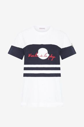 Moncler Gestreiftes Kurzarm-T-Shirt Moncler &agrave; la Plage