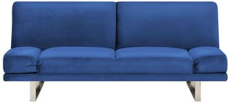 Beliani Sofá cama terciopelo azul marino 2 plazas