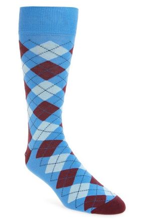 Nordstrom Argyle Combed Cotton Blend Dress Socks in Blue- Burgundy at Nordstrom