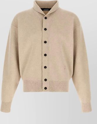 Jacquemus cashmere merino wool ribbed shawl collar cardigan