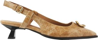 VIA VAI Lea Imani Slingbacks - Dames - Pumps - Bruin - 40 EU - Leer - Schoenen