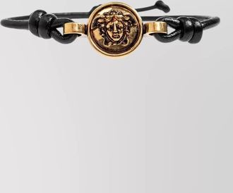 Versace leather medusa cord bracelet