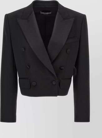 Dolce & Gabbana cropped blazer with padded shoulders and satin lapels