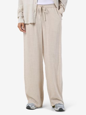 Noisy May Jogger Pants NOISY MAY NMLEILANI NW LOOSE PANTS WVN NOOS, Damen, Gr. XL, N-Gr, natural, Web, Obermaterial: 77% Viskose, 23% Leinen, unifarben, regular