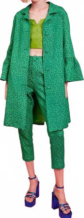 JayLey Embroidered Trench Coat In Green