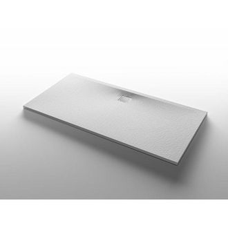 NEMO Stock Taurus douchebak 180x90x3cm met afdekplaatje inox mineraalcomposiet steenstructuur wit