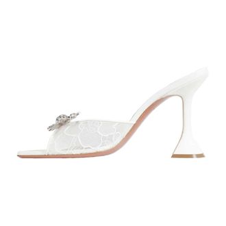 Amina Muaddi Heeled Mules, female, White, Size: 11 US Rosie Lace Slipper 95
