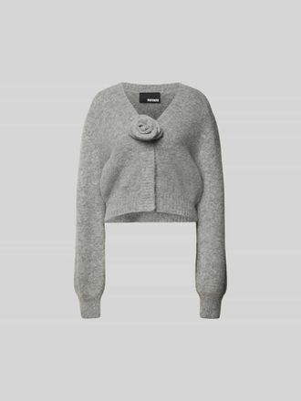 Rotate Strickjacke mit Zierbesatz in Mittelgrau Melange, Gr&ouml;&szlig;e 42