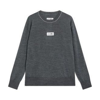 Maison Margiela Numeric Crewneck Jumper - male - MM6 Maison Margiela - Round-neck Knitwear - Gray - S - Knitwear