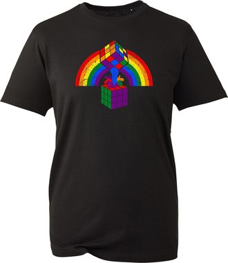 Generic Pride Rainbow T-Shirt, LGBT Rainbow Love Lesbian Rubik Cube Unisex Adults Top (Black, M)