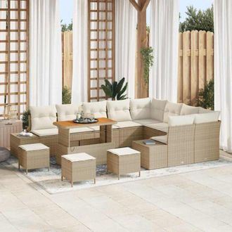 vidaXL Vidaxl - Conjunto De Sof&aacute; De Jard&iacute;n 12 Pcs Beige, Crema 110 X 55 X 71 Cm