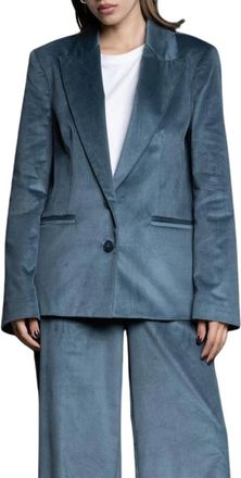 Kaos Enkelrijige Getailleerde Corduroy Jas - Dames - Blazers - Blauw - M - Leer - Jassen