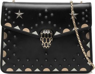 Bulgari Pre-owned Bvlgari Small Studded Leather Laser Cut Square Serpenti Forever Chain Crossbody 2699050Y