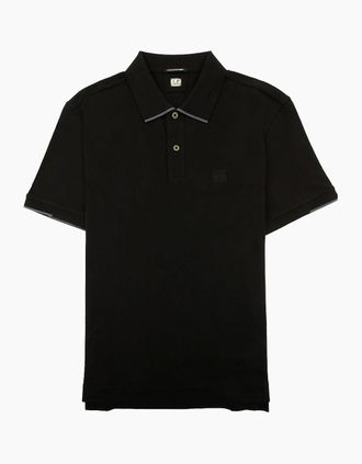 C.P. Company Mens Cp Company Metropolis Series Stretch Piquet Polo Black 999 - Size: 38