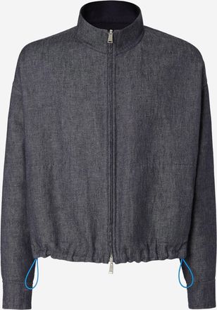 Fendi Mens Jacket Reversible Linen-Cotton Dark Blue