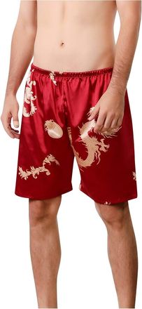 Generic Checked Pyjama Bottoms Men Silk Trousers Bathrobe Womens Light Terry Cloth, Wine Red, M