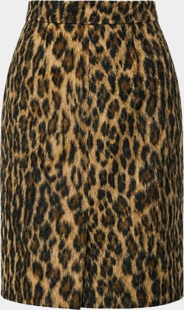 Toccin Noelle Leopard Faux Fur Knee-Length Skirt