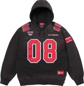 SUPREME SS26 Football Jersey Hooded Sweatshirt Black SUP-SS26-349-BLK