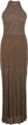 Twin-Set Long Sleeveless Knit Dress with High Neckline
