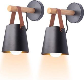 OEM Juego De 2 Apliques De Pared Minimalistas De Estilo Vintage Para Interiores, L&aacute;mparas De Pared Modernas E27, Luminarias, Pantallas De Metal Con Bases 