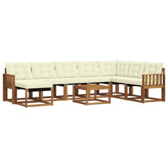 vidaXL Conjunto De Sof&aacute;s De Exterior Con Coj&iacute;n 9 Pcs Natural Y Crema Vidaxl