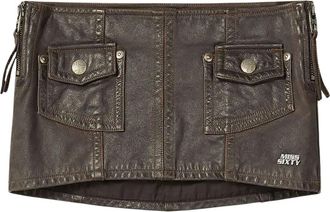 Miss Sixty Patch Pocket Mini Rok - Dames - Leren & Su&egrave;de rokken - Bruin - S - Leer - Rokken