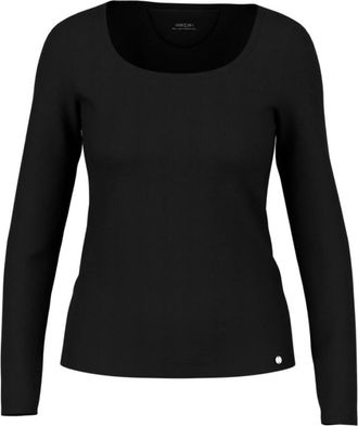 Marc Cain Truien & Vesten, Dames, Zwart, S, Leer, Fitted Long Sleeve Shirt