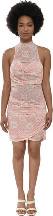 Off-white Pink Mock Collar Mini Dress
