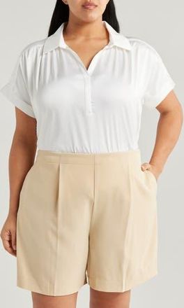 Lyss&eacute; Amaya Satin Short Sleeve Shirt in Off White at Nordstrom Rack, Size 2X