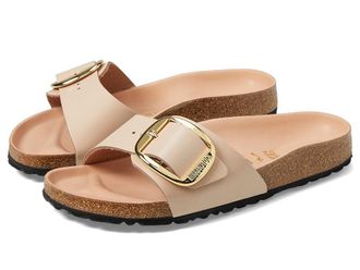 Birkenstock Madrid Big Buckle High Shine Womens Sandals New Beige : EU 38 (US Womens 7-7.5) Narrow, Leather
